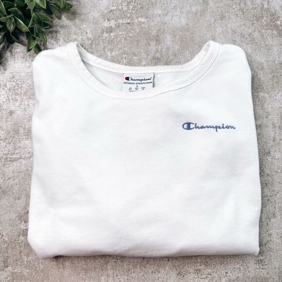 Champion White Pullover Long Sleeve Sweater Size Small - Picture 1 of 8